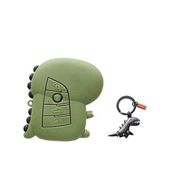 Imagem de YJADHU Capa de chave de carro de dinossauro fofo capa de chave automática PU, apto para BMW 3 5 Series E46 E92 E93 E30 E36 E39 E46 E70 x4 x5 x1 g30, estilo 1