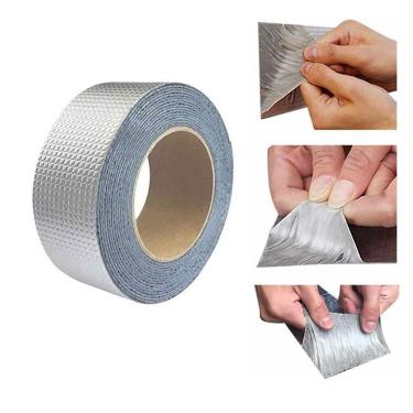 Imagem de Fita Adesiva Impermeavel 50mm 5 Metros Telhado Rufo Calha Lona Telha Prova Dagua Vedaçao Vazamento Resistente Multiuso