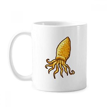 Imagem de Caneca com estampa de vida marinha de polvo amarelo cerâmica xícara de porcelana de café louça