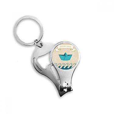 Imagem de Barco dobrável de papel oceano amor mar vela unha alicate chaveiro abridor de garrafa cortador