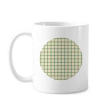 Imagem de Caneca de cerâmica com padrão decorativo em grade verde branca cerâmica xícara de café porcelana louça