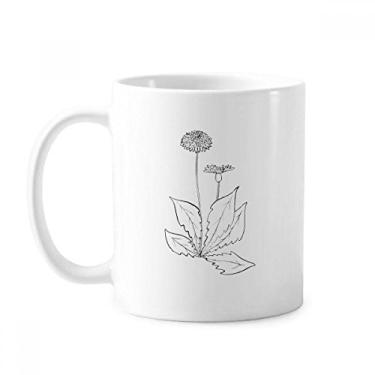 Imagem de Caneca de cerâmica com folhas de flor de dente-de-leão cerâmica xícara de porcelana de café louça