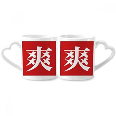 Imagem de Conjunto de canecas de porcelana para casais, chinesas, chinesas, copo, coração, coração