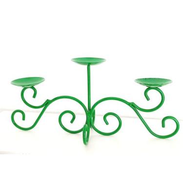 Imagem de Castiçal De Ferro Candelabro Para 3 Velas  Cor: Verde - Stiloartemetal