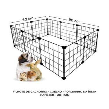 Imagem de Cercado Para Pet Porquinho Da India 60X90x30cm Preto - Kipmed