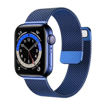 Imagem de SDUTIO para pulseira de relógio 44mm 40mm 38mm 42mm acessórios pulseira smartwatch loop magnético para i-Watch Serie 3 4 5 6 se 7 pulseira (cor: azul, tamanho: 38mm-40mm-41mm)