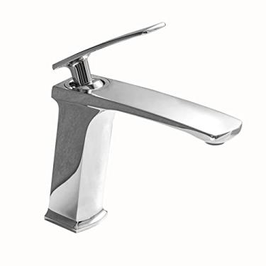 Imagem de LIDON Torneira da pia do banheiro Torneira da pia do banheiro Torneiras de latão de furo único Torneira da bacia Torneira do lavatório Torneira do banheiro Furo Único Preto Torneira do banheiro, Cromo (Cor: Cromo)