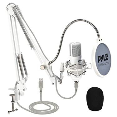 Imagem de Pyle Kit de streaming de microfone de mesa USB Studio Professional Audio Cardioid Condensador Boom Boom, filtro pop, para configuração de jogos de podcast, estúdio, YouTube, funciona com Windows Mac