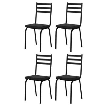Imagem de Jogo Com 4 Cadeiras 118 Para Cozinha / Sala De Jantar -  Preto Fosco -