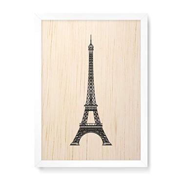 Imagem de Arte Maníacos Quadro Decorativo em Madeira Torre Fundo Branco - 23x16,25cm (Moldura caixa em laca branca)