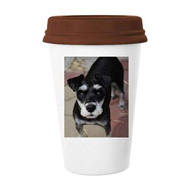 Imagem de Caneca de vidro de cerâmica para caneca de café com imagem fofa de animal de estimação preta