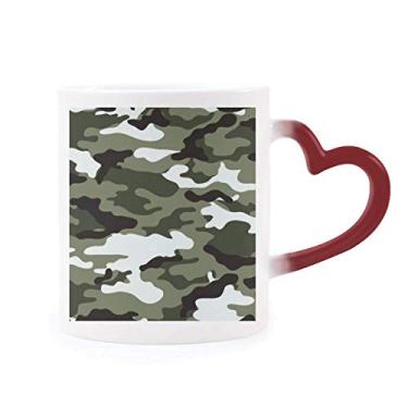 Imagem de Camuflagem Line Art Grain Illustration Pattern Heat Sensitive Mug Red Color Changing Grés Cup
