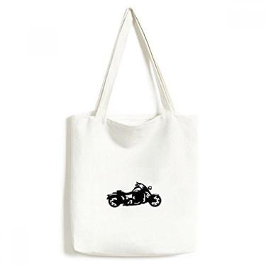 Imagem de Bolsa de lona com estampa de ilustração preta para motocicleta, bolsa de compras casual