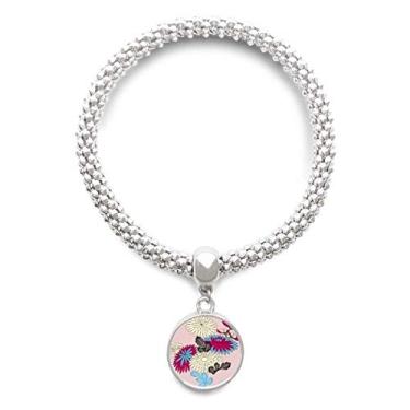 Imagem de DIYthinker Pulseira com pingente de prata rosa com cultura japonesa e pingente de corrente ajustável