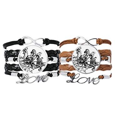 Imagem de DIYthinker Decoração de arte barroca, pulseira com padrão moderno, alça de mão, pulseira de couro, conjunto duplo para presente