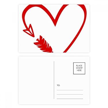 Imagem de Conjunto de cartão postal com ilustração de coração e flecha de design vermelho, cartão de felicitações de aniversário