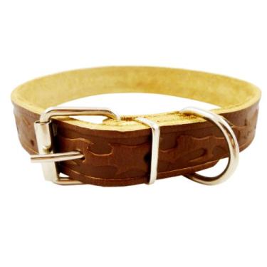 Imagem de Coleira para cachorro de couro legítimo da Tooled, média. Cabe em pescoço de 33 a 43 cm.