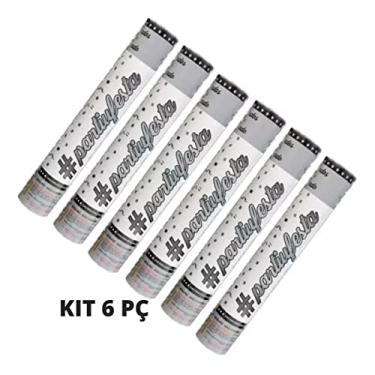 Imagem de Kit Com 06 Lança Confetes De Papel Metalizado Ou Coloridos (Picado - Prata)