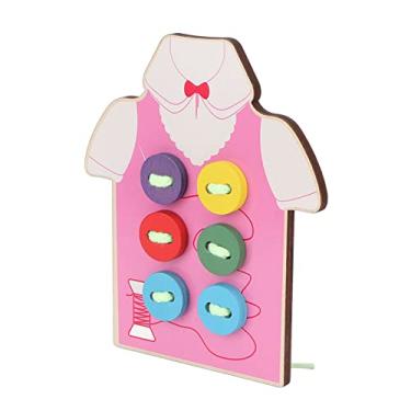 Imagem de Brinquedo de rosqueamento feito de madeira composta de roupas de madeira design de algodão formato de viagem cor clara laço brinquedo para casa