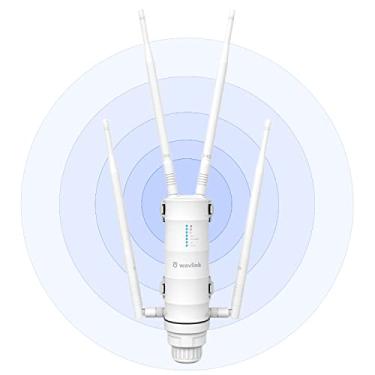 Imagem de WAVLINK Extensor WiFi externo AC1200 à prova de intempéries, ponto de acesso externo profissional com alimentação PoE | Banda dupla 2,4 e 5 GHz | Conexões 64-96 | GB Ethernet | Antenas destacáveis