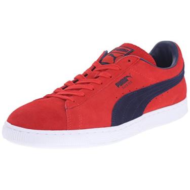 Imagem de Puma - Tênis masculino Suede Classic Plus, Flame Scarlet/Peacoat, 13