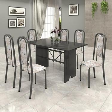Imagem de Conjunto de Mesa 140x75cm Tampo Ardósia com 6 Cadeiras Lavínea Soma Móveis