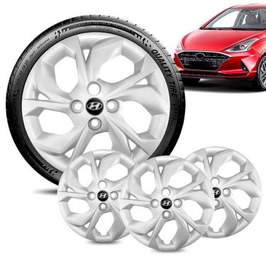 Imagem de Jogo 4 Calota Hyundai HB20 aro 15 2020 a 22 prata logo Preto
