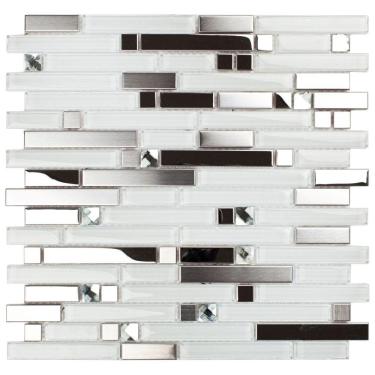 Imagem de Pastilha de Aço Inox e Vidro Glass Mosaic Espelhado/Escovado