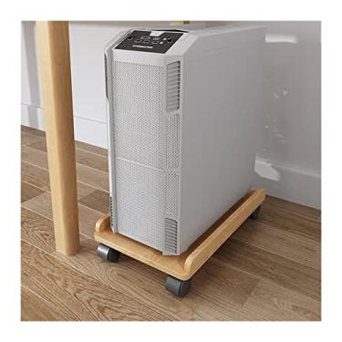 Imagem de GRFIT Suporte de CPU Suporte de torre de PC móvel sob a mesa, carrinho de suporte de CPU de madeira, suporte de chão de caixa de PC com 4 rodas rodízios se encaixa na maioria das capas de PC Suporte de torre de PC (Cor: Natural)