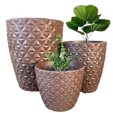 Imagem de KIT 03 VASOS POLIETILENO BERLIAN GOLD DECORATIVOS P/PLANTAS, JARDINS E ESCRITÓRIOS (Marrom)
