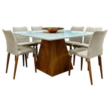 Imagem de Mesa De Jantar Milão 1,40Mx1,40M Com 6 Cadeiras Abbey - Marka Móveis