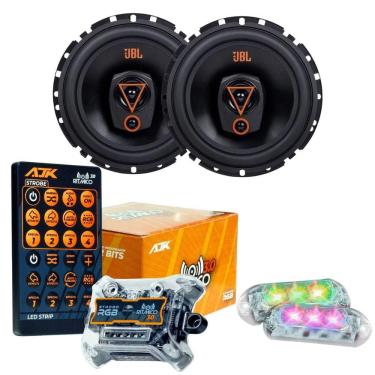 Imagem de Kit 2 Alto Falantes Triaxiais JBL 6TRMS80 160 Watts Rms + Kit 2 Strobo AJK 6W Ritimico 3.0