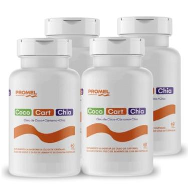 Imagem de Kit Com 4 - Óleo de Coco + Óleo de Cartamo + Óleo de Chia (Ômega 3, 6 e 9) 60 Caps de 1000mg Promel