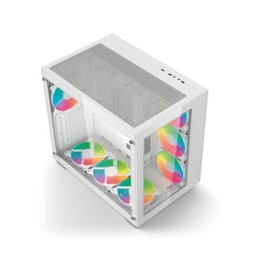 Imagem de Gabinete AQUARIUS Gamer C3Tech MT-G910WH Branco frontal e lateral de vidro temperado USB 2.0, 3.0 Conector P2 para Audio e para Microfone suporta até 10 coolers Fan filtro anti poeira