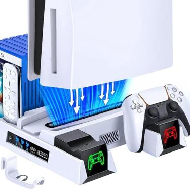 Imagem de Suporte TwiHill para PS5 com Estação de Carregamento de Controlador e Estação de Refrigeração para Playstation 5 Console Edição Digital e Versão de Disco (Não disponível para Versão PS5 Slim)