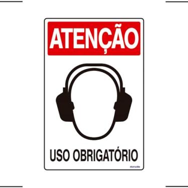 Imagem de Placa De Sinalização Atenção Abafador Auricular Uso Obrigatório 20x30 Ekomunike - S-203 F9e