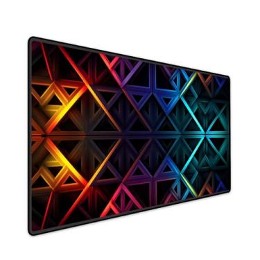 Imagem de Mouse Pad Gamer Grande Speed Anti Derrapante Profissional Desk Pad Large Wide 70x35 - Geometrico Laranja/Azul