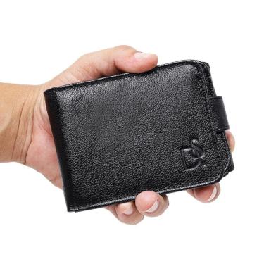 Imagem de Carteira Masculina em Couro Grande Com Porta Cheques Moedas Divisorias Cartoes e Cedulas