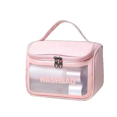 Imagem de Bolsa Feminina Mala de Mão Organizadora Necessaire Transparente Impermeável Wahsbag Multiuso Transversal Maquiagem Viagem Rosa (rosa)