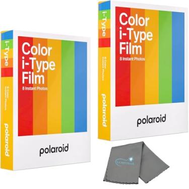 Imagem de Película colorida instantânea Polaroid para câmeras tipo I, pacote com 2, pacote com 16 fotos instantâneas com um pano de limpeza Lumintrail