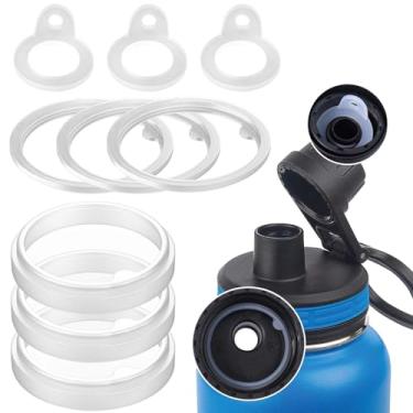 Imagem de Vodolo Substituição de junta de tampa para Thermoflask 680 g/947 g/1,13 g/1,8 litros, 9 peças de garrafa de água, 3 conjuntos de juntas de silicone, cada uma com palheta para garrafa de água, tampa de mandril e bico de mandril