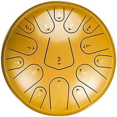 Imagem de Tambor de língua de aço 12 polegadas 15 notas Instrumento de percussão C-Key com bolsa de viagem e baquetas para dedo Tutorial Livro Handpan Drum para prática de meditação, branco, 12 polega