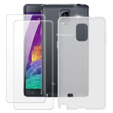 Imagem de MILEGOO Capa para Samsung Galaxy Note 4 + 2 peças protetoras de tela de vidro temperado, capa de TPU de silicone macio à prova de choque para Samsung Galaxy Note 4 (5,7 polegadas), branca