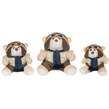 Imagem de Trio De Ursos PMG Para Nicho Decoração Menino Aviador Marinho Bebê Baby Decoração Quarto Festa Pelúcia Presente Revelação