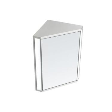 Imagem de Espelho de armário de banheiro com prateleira, armário de remédios, armário de espelho triangular com luz LED, penteadeira para espaço pequeno