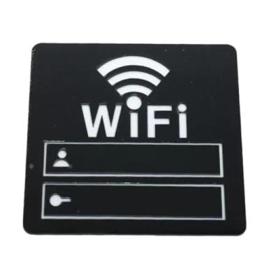 Imagem de YJIUYUANQ "Adesivo de sinal de senha WiFi, adesivo de sinal de parede para casa, banheiro, reuniões, hotéis, hospitais, indicadores de porta de banheiro, preto, 10 x 10 cm, 3 peças