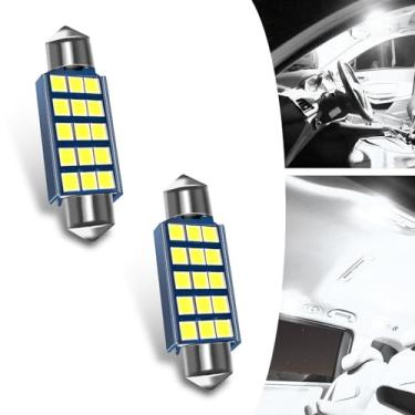 Imagem de awlbed 2 peças 42 mm 2835 LED luzes de cúpula interior de carro, luz traseira à prova d'água IP68, luz de leitura de veículo de ponta dupla, luz de placa de licença automotiva universal para caminhão
