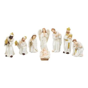 Imagem de Presépio Branco Pequeno Completo P/ Árvore De Natal - 7,5cm