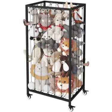 Imagem de Ardier Organizador de animais de pelúcia com rodas, prateleira de zoológico de pelúcia com corda elástica para berçário, sala de jogos, quarto, suporte de brinquedo de pelúcia infantil para meninos e