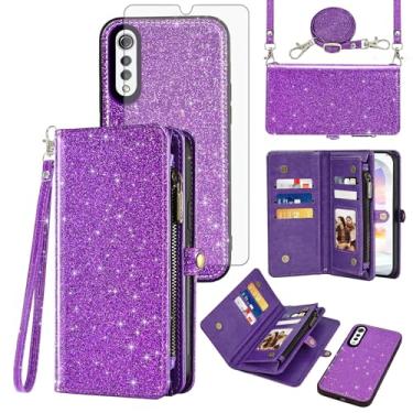 Imagem de Asuwish Capa de telefone para LG Velvet 5G/LGVelvet Verizon G5 UW T-Mobile 2020 capa de celular carteira com zíper com protetor de tela de vidro temperado alça flip porta-cartão LM G900UM 4G Tmobile